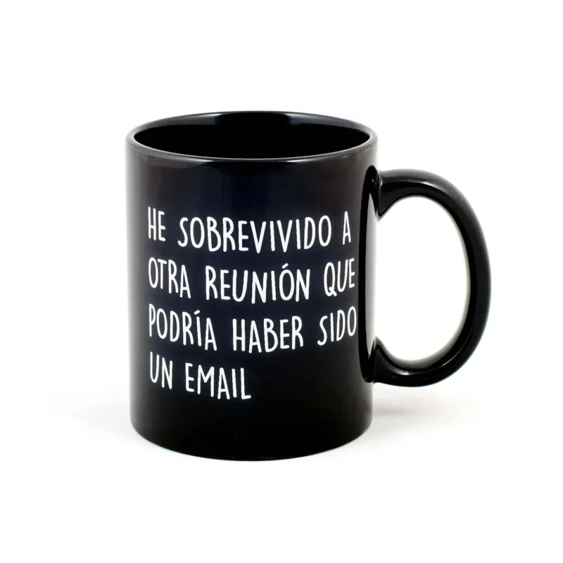 Taza divertida "He sobrevivido a otra reunión" | Happyideas
