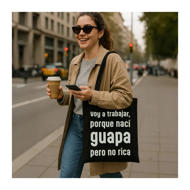 Tote bag "Nací guapa pero no rica" | Happyideas