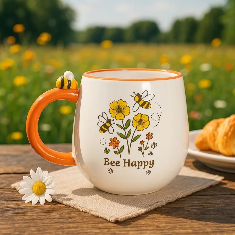 Retro Bee Happy Mug | Happyideas