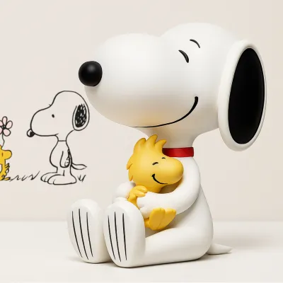 Figura Snoopy y Woodstock blanca de 25 cm | Happyideas