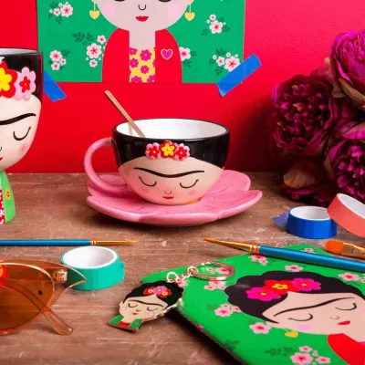 Taza con plato Flor Frida: original mexicana | Happyideas