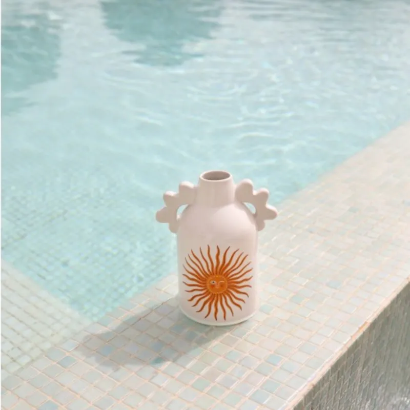 Jarrón Sol de cerámica blanco, 23 cm | Happyideas
