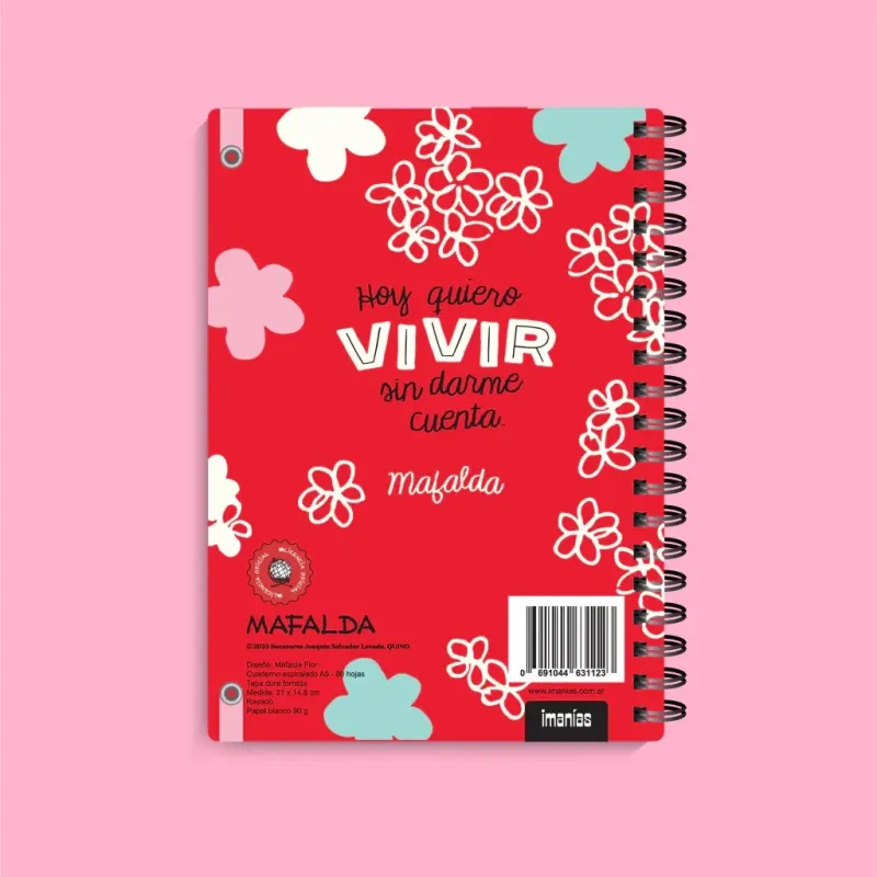 Mafalda Flowers A5 Notebook - Happyideas.com