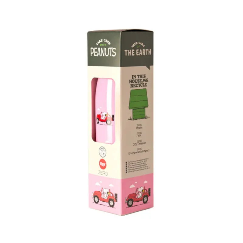Botella termo Snoopy Travel rosa de acero | Happyideas