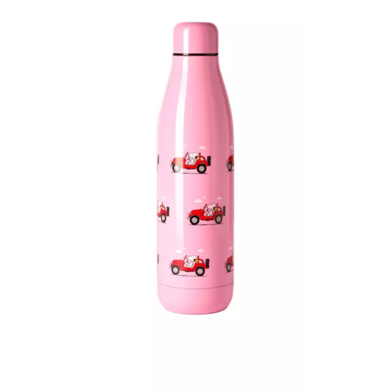 Botella termo Snoopy Travel rosa de acero | Happyideas