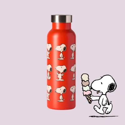 Botella termo Snoopy roja de acero inox | Happyideas
