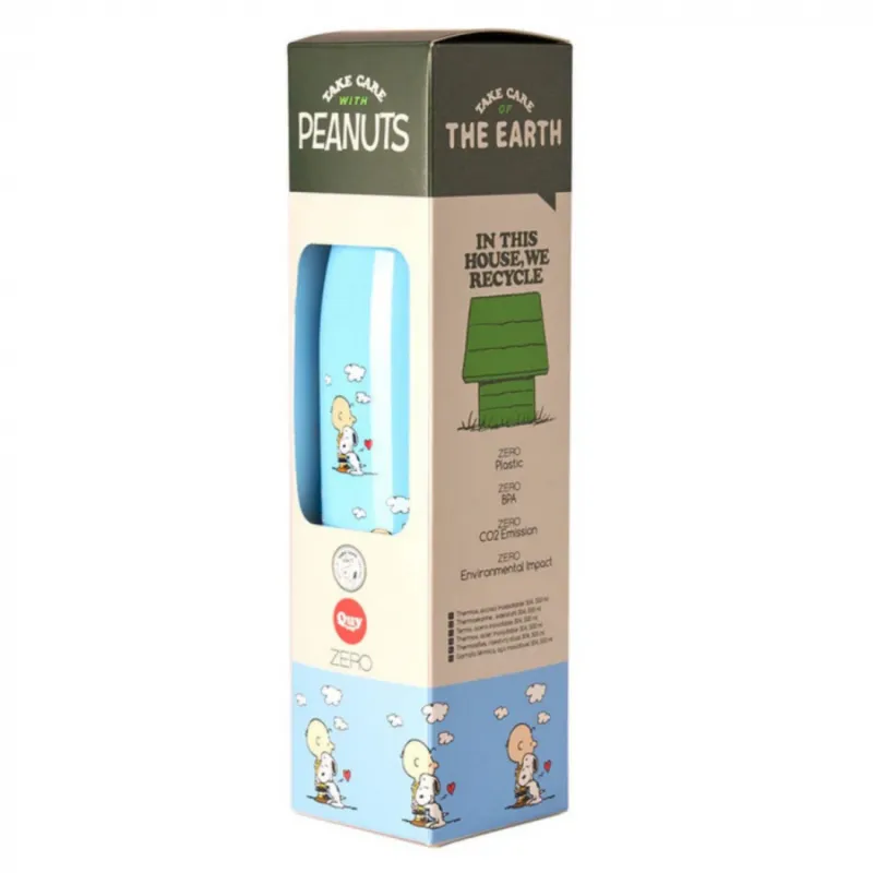 Botella termo Snoopy abrazando a Charlie | Happyideas