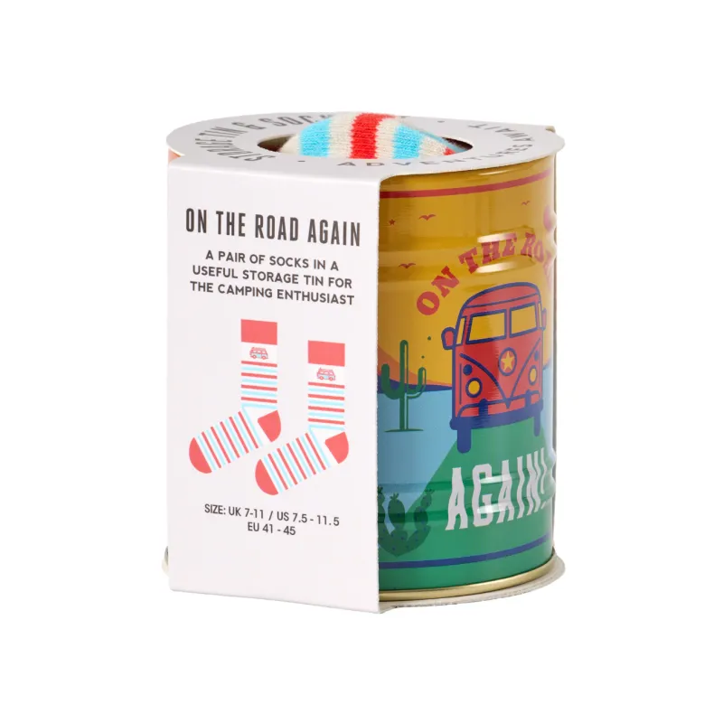 “On The Road Again” Socks in a Tin – ready for your next adventure - Happyideas.com