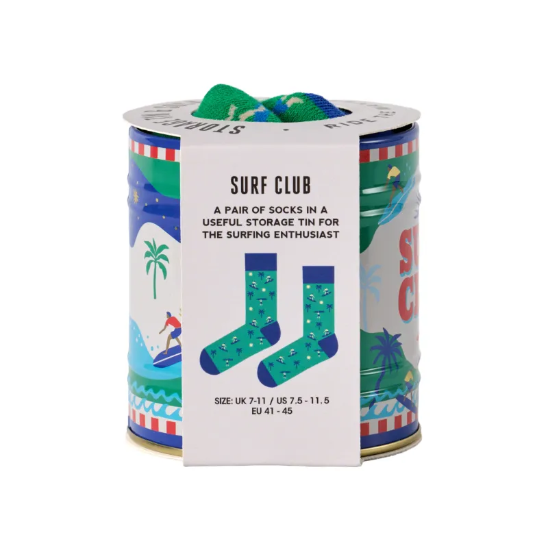 Calcetines “Surf Club” en lata | Happyideas
