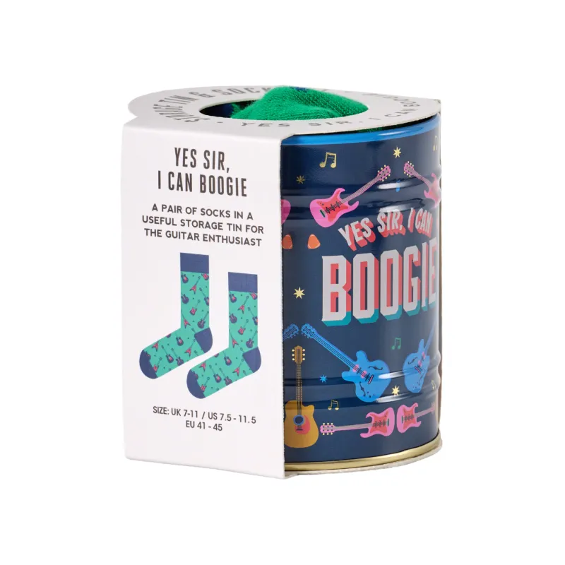 “Yes Sir, I Can Boogie” Socks in a Tin - Happyideas.com