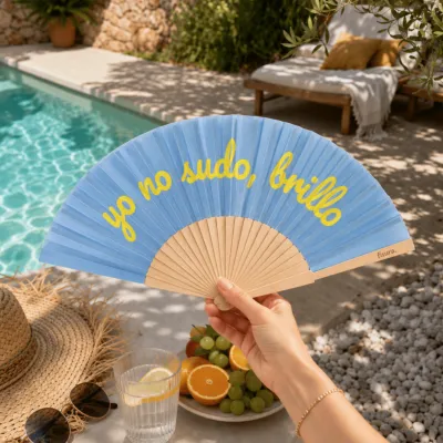 Abanico azul Yo no sudo, brillo | Happyideas