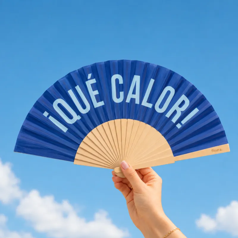 Abanico Qué calor azul: abanico divertido | Happyideas
