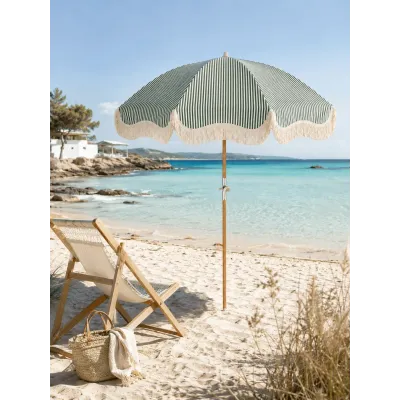 Sombrilla rayas y flecos estilo retro | Happyideas
