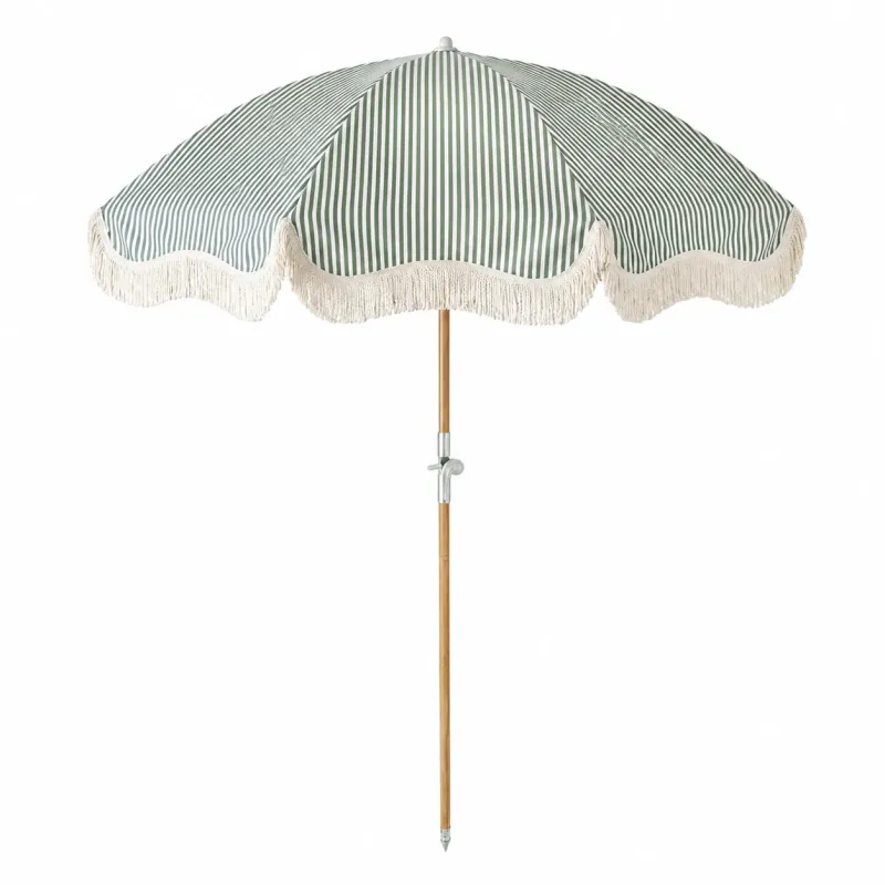 Retro Striped Fringed Beach Umbrella | Happyideas
