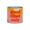Vela aromática en lata Good Vibes Only de Happyideas, vista frontal