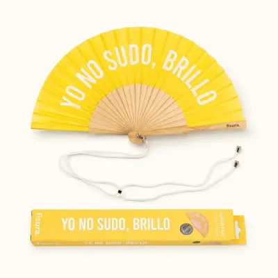 Abanico “yo no sudo, brillo” amarillo | Happyideas