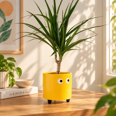 Flowerpot with eyes Yellow Fisura | Happyideas