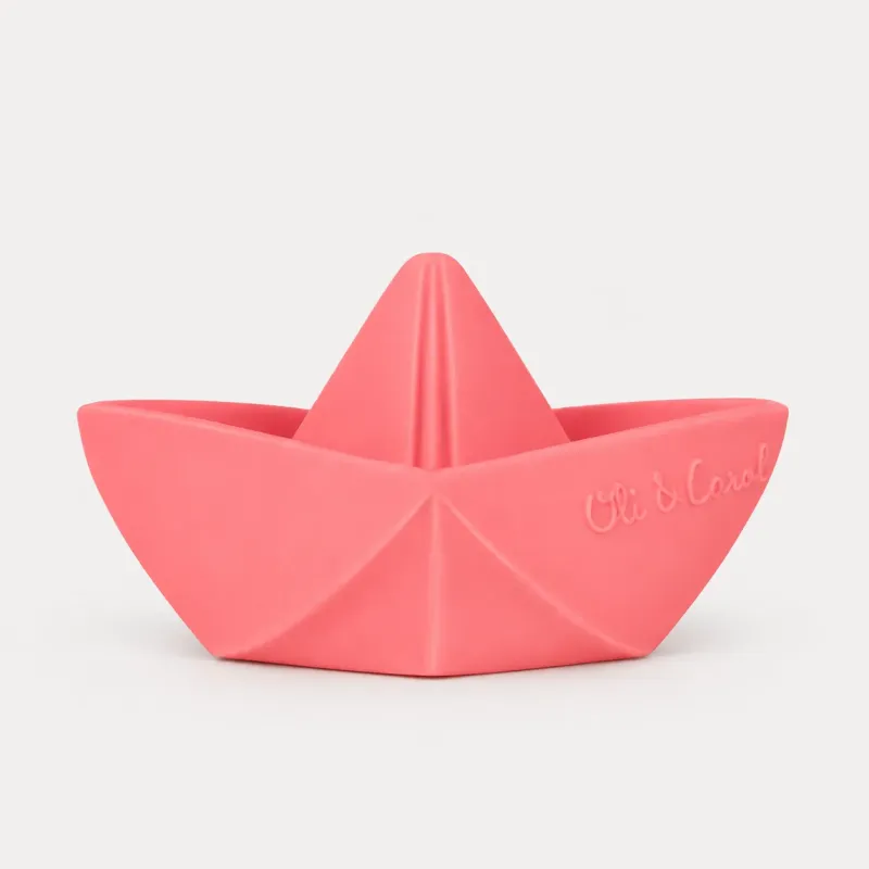 Origami Boat Bath Toy Pink Oli&Carol-Happyideas.com