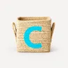 Raffia Square Basket with Letter A | Happyideas