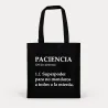 Tote bag con definición de paciencia | Happyideas