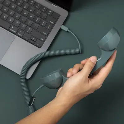 Grey Retro Phone Handset for Mobile, USB-C | Happyideas