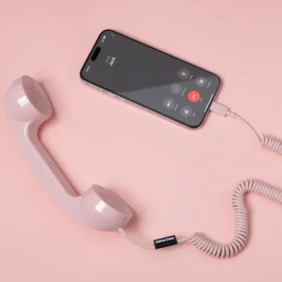 Auricular teléfono retro rosa para móvil USB-C | Happyideas