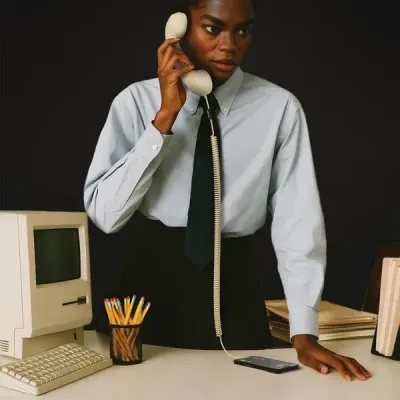 Beige Retro Phone Handset for Mobile, USB-C | Happyideas