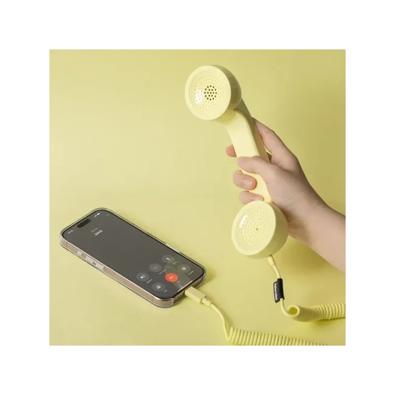 Yellow Retro Phone Handset for Mobile, USB-C | Happyideas