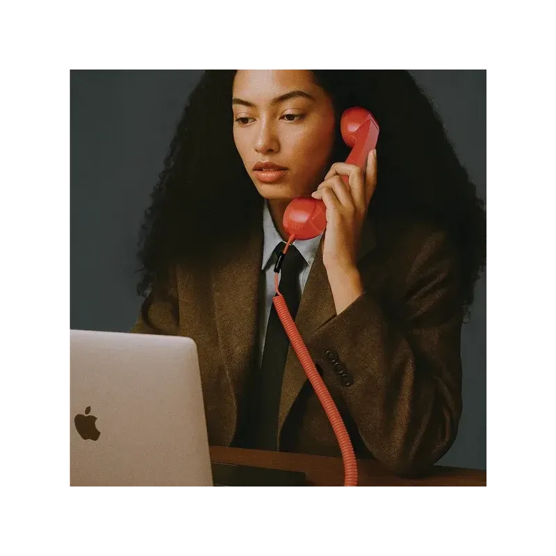 Red Retro Phone Handset for Mobile, USB-C | Happyideas