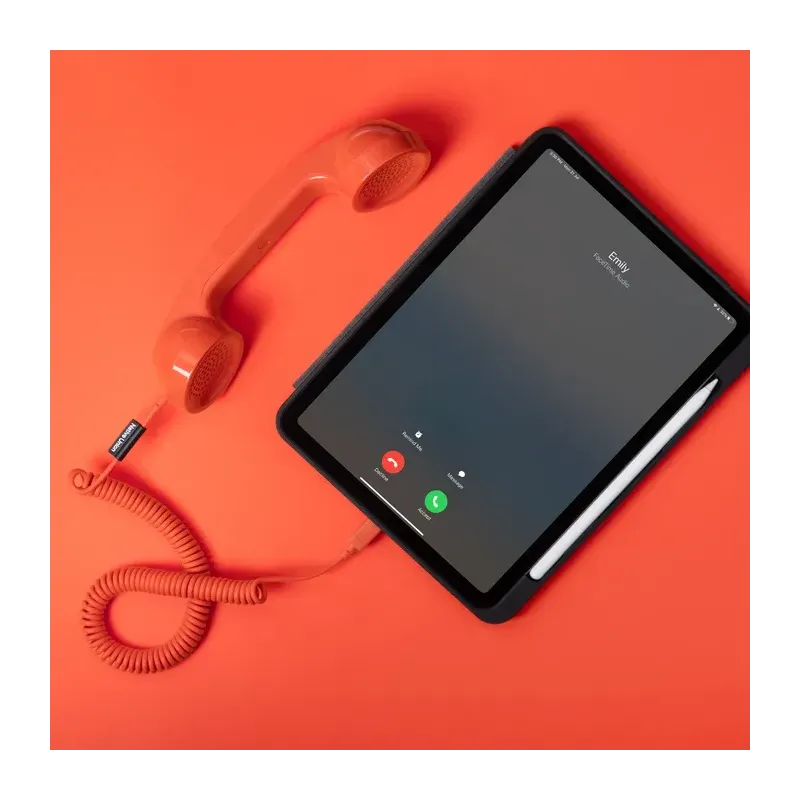 Red Retro Phone Handset for Mobile, USB-C | Happyideas