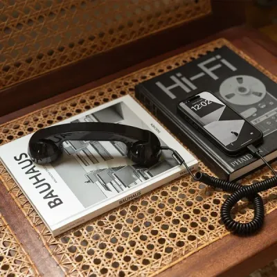 Auricular teléfono retro negro para móvil USB-C | Happyideas
