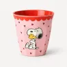 Vaso Snoopy y Woodstock rosa de melamina | Happyideas