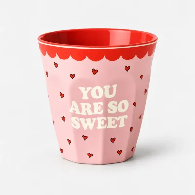 Vaso Snoopy y Woodstock rosa de melamina | Happyideas