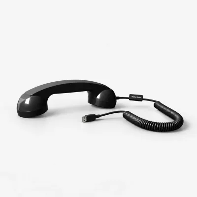 Auricular teléfono retro negro para móvil USB-C | Happyideas