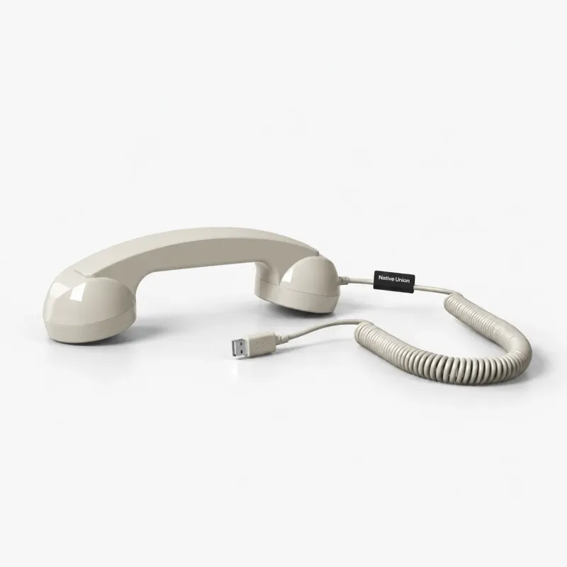 Beige Retro Phone Handset for Mobile, USB-C | Happyideas