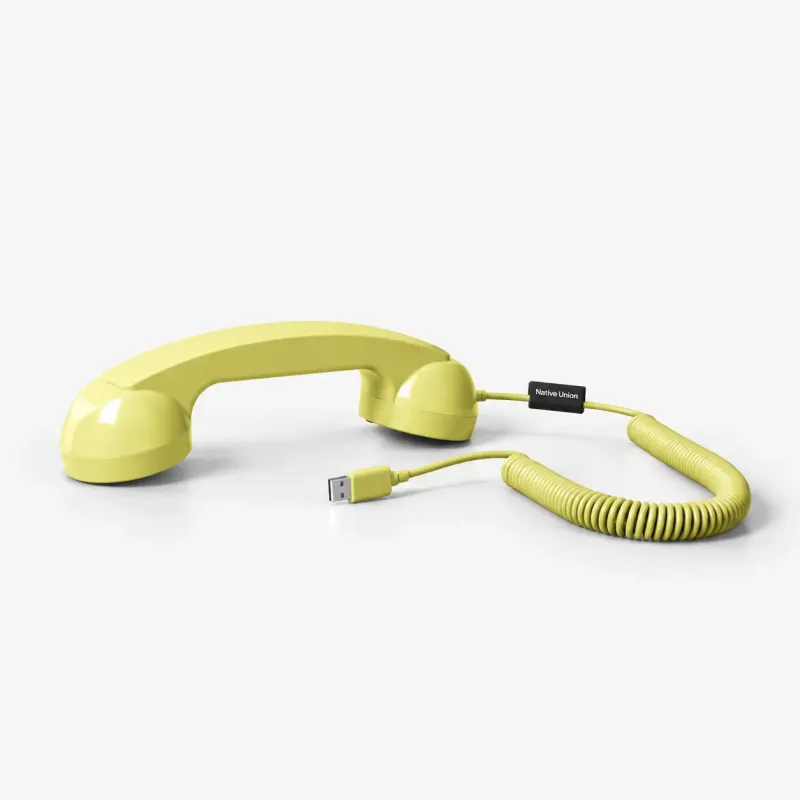 Yellow Retro Phone Handset for Mobile, USB-C | Happyideas