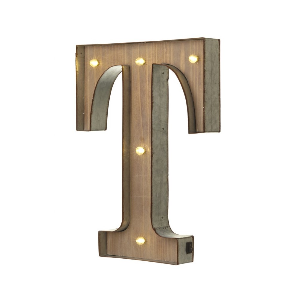 T letter with leds