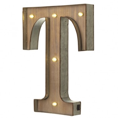 T letter with leds
