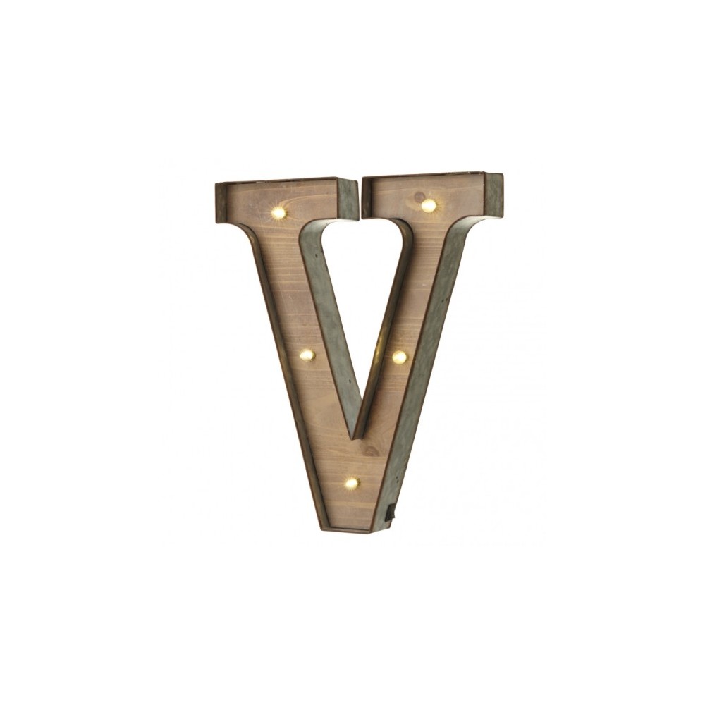 V letter with leds