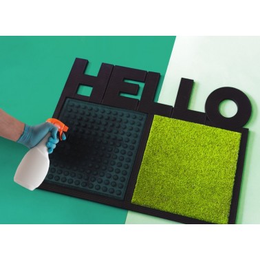 Disinfectant Hello mat door green
