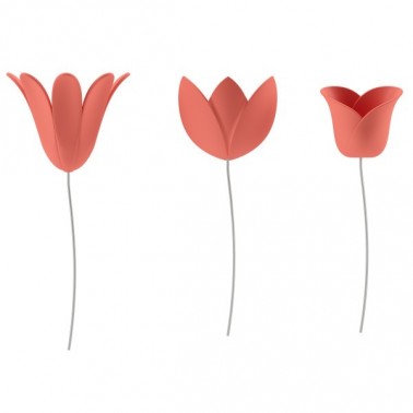 Set 9 Tulipanes decorativos pared coral