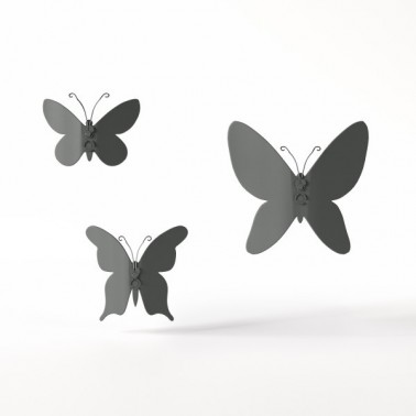 Set Butterfly wall decor grey