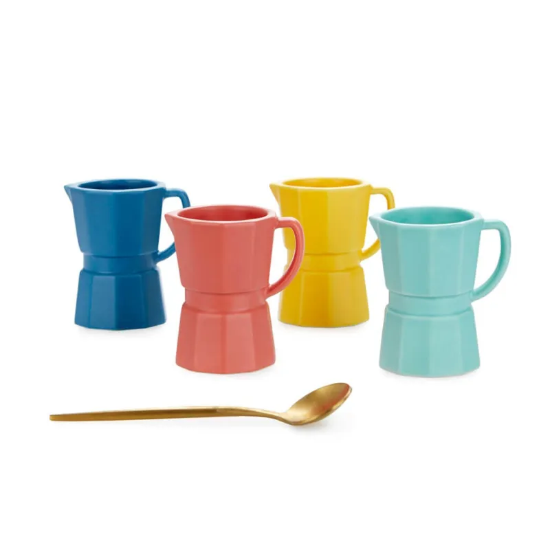 Set of fun cups for espresso coffee in the shape of a coffee maker | HAPPYIDEAS