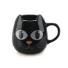 Taza de cerámica con forma de gato negro y ojos abiertos - taza termosensible regalo original Happyideas