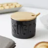 Black sugar bowl with lid and spoon | Happyideas