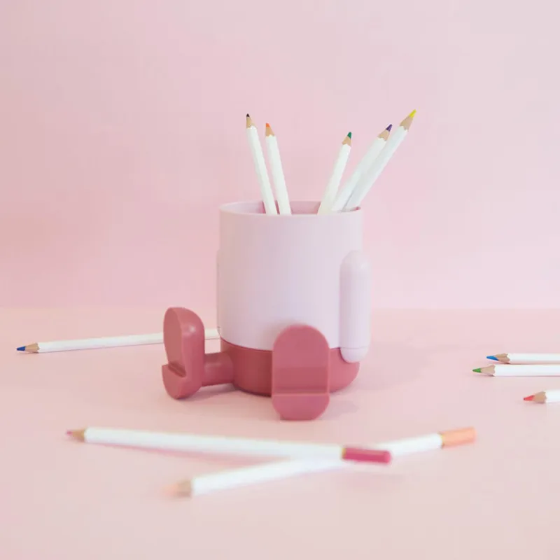 Portalápices Mr. Sitty rosa divertido | Happyideas