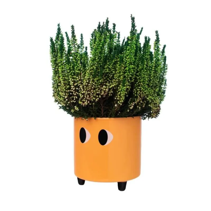 Flowerpot with eyes Orange Fisura - Happyideas.com