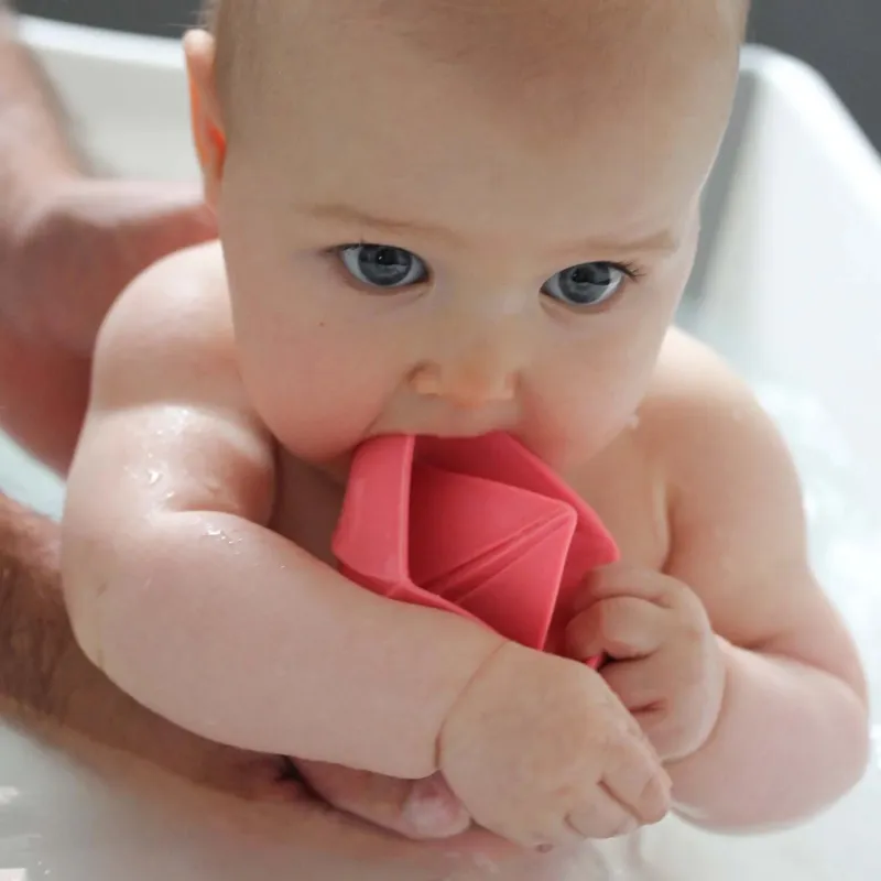 Origami Boat Bath Toy Pink