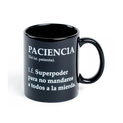 Taza Paciencia: taza negra con humor | Happyideas