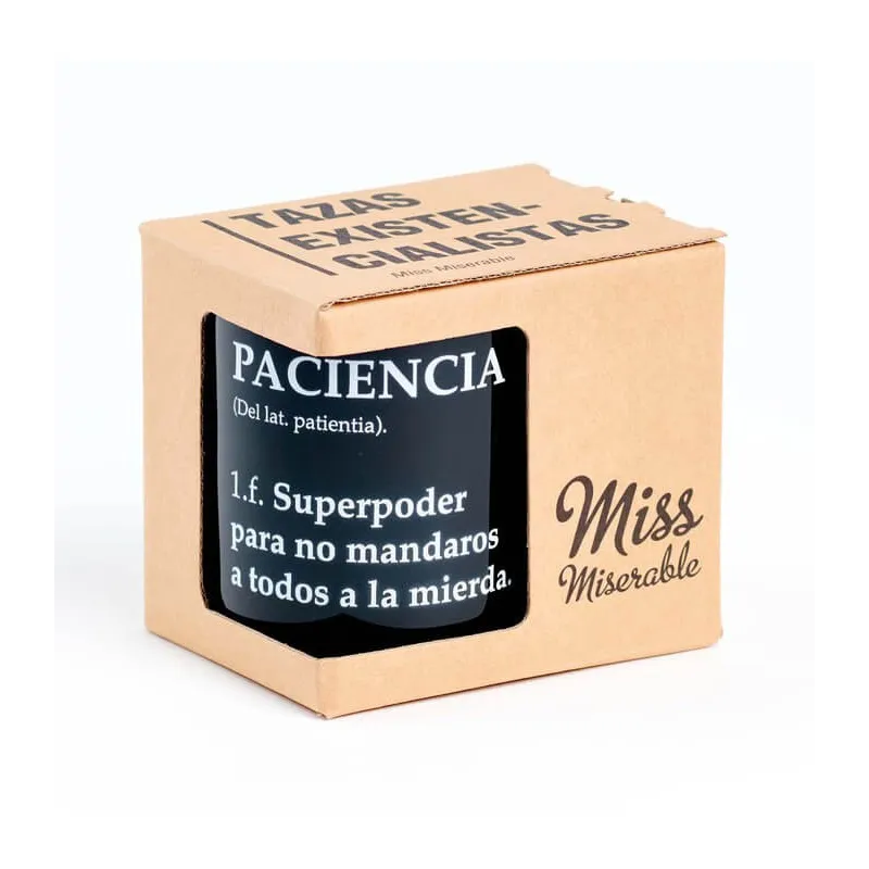Taza Paciencia: taza negra con humor | Happyideas